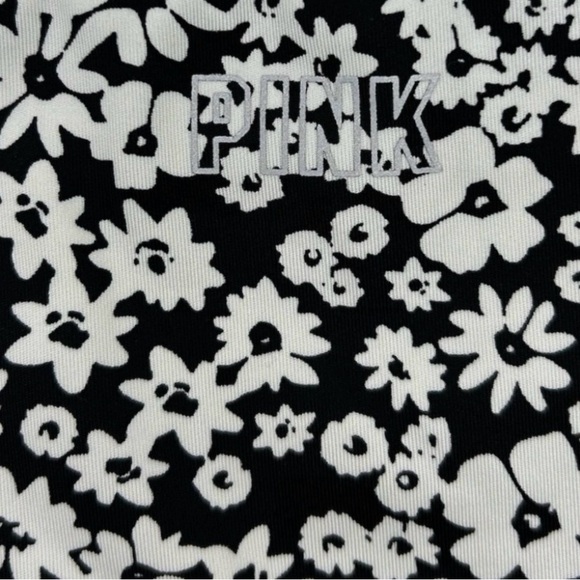 Black and White Floral Crop Top and Bike Short Set - Picture 6 of 8